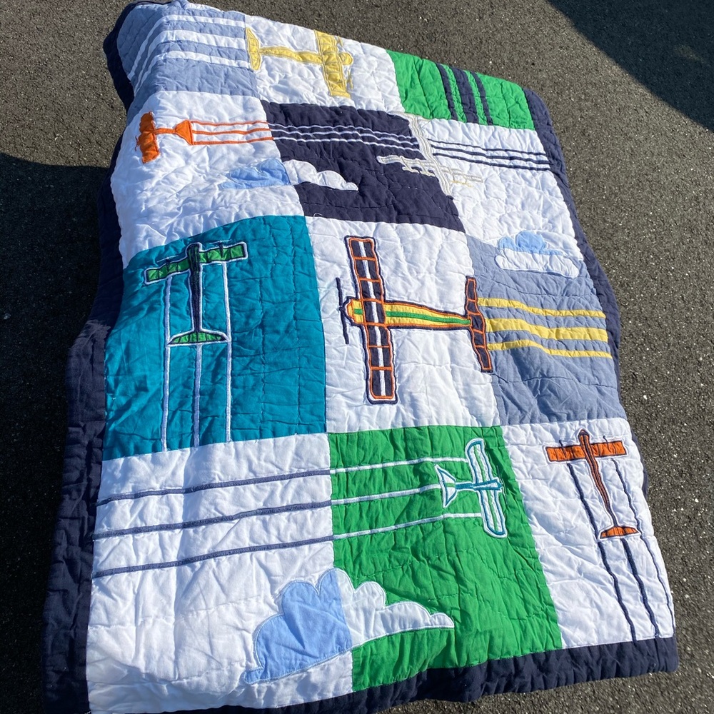 Pottery barn airplane toddler quilt